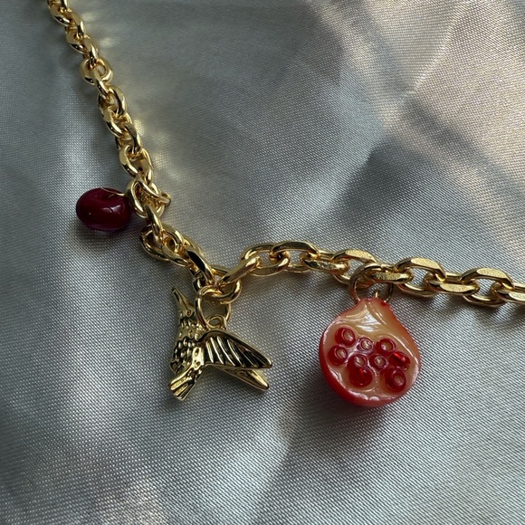 Stainless Charm Necklace with cherry, strawberry, elephant heart hummingbird - Picture 9 of 9